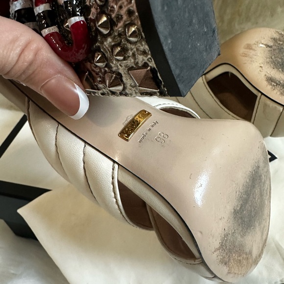 Malaga Kid Kingsnake Webby Crossover High Heel Slide Sandals Sz 38 Mystic White - Picture 7 of 9